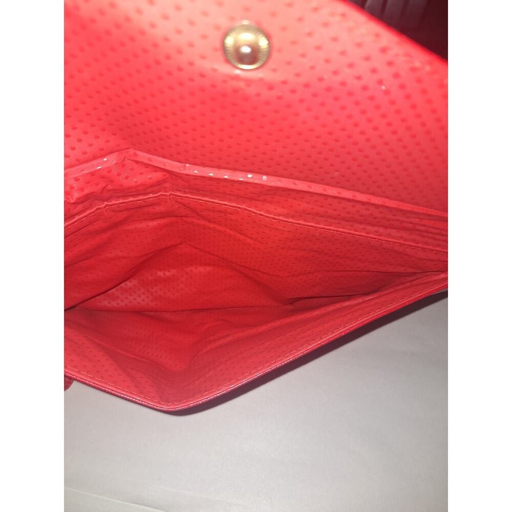 Vintage Made In Taiwan 80s Retro Red Clutch‎ Wrislet Faux Leather Purse Handbag - Picture 5 of 7